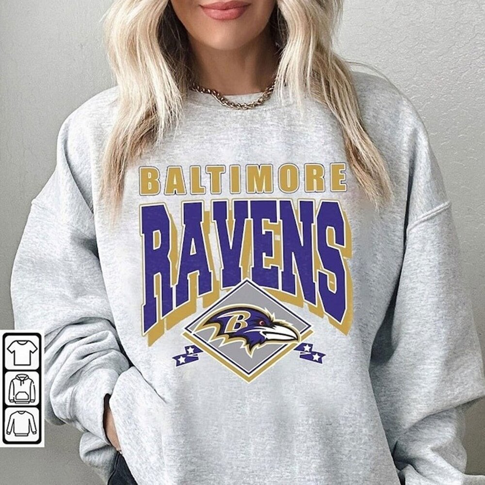 Baltimore Ravens Crewneck Sweatshirt Vintage Football Team Fan Retro Apparel 17